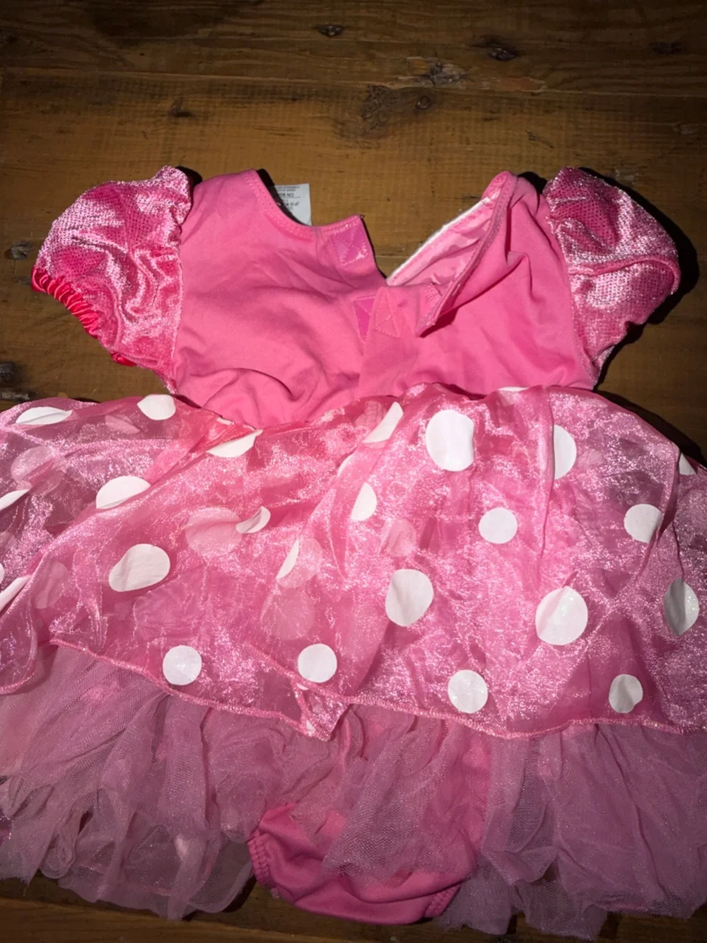 Disney Pink & White Polka Dot Minnie Mouse Costume Dress w/diaper cover 12-18 M
